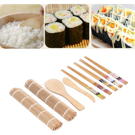 Kit de fabrication de sushis, tapis de bambou, baguettes, ensemble cadeau pour débutants (1/5)