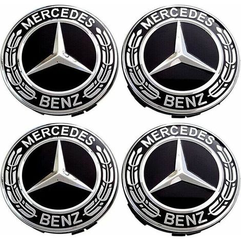 Coprimozzi centrali per ruote da 75 mm – Set di 4 pezzi in plastica ABS e alluminio – Compatibili con Mercedes Benz – Sostituzione estetica e resistente -Crezuo