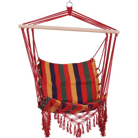 Fauteuil suspendu hamac, tissu coton-polyester, capacité de charge 100 kg, utilisation intérieure/extérieure, terrasse, 100 x 60 x 100 cm, multicolore