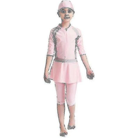 Maillots de bain musulmans pour filles et enfants, maillots de bain islamiques, burkinis doux pour la peau, vêtements de plage-9-10 Years-pink (1/5)