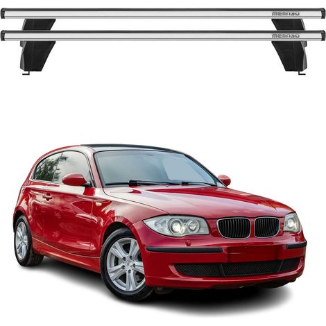 OMAC Dachträger Querträger Alu für BMW 1er E81 E82 E87 2004-2011 – Abschließbar – T-Nut – City-Crash-getestet – Max. 75 kg Silber (1/5)