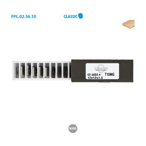 PLAQUETTE K050 MICRO-GRAIN 50X12X1,5/2 COUPES 45° HM - 02.5606.2 - LEMAN (1/3)