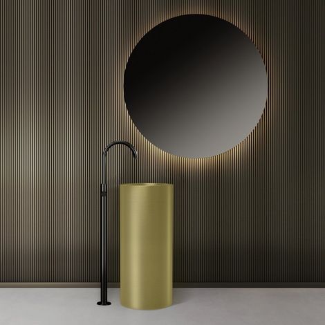 Lavabo da terra freestanding con drenaggio a pavimento finitura oro KG46000P kamalu