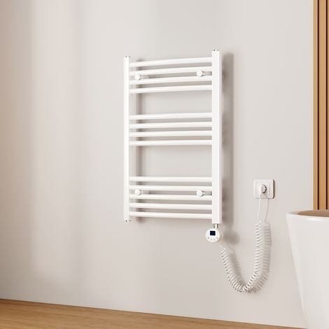 EMKE Sèche-serviette électrique, Radiateur Sèche-Serviettes avec WiFi Thermostat Blanc 75x50cm 300W