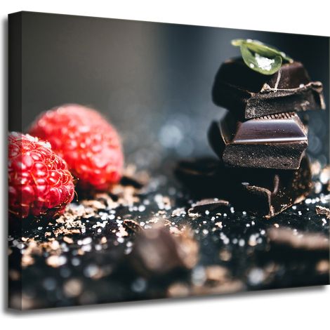 Leinwanddruck „Küche Himbeeren mit Schokolade“ 50x40