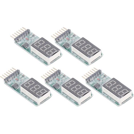 Lot de 5 testeurs de tension de batterie avec indicateur de niveau de capacité pour batteries lithium 2-6S (1/5)