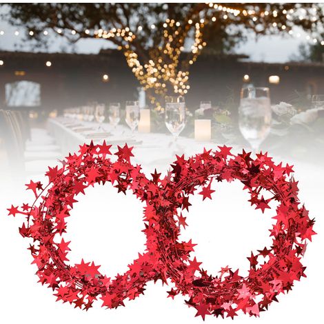 Guirlande Lumineuse Étoiles Rouge 7,5m pour Fête de Noël, Décoration Mariage et Anniversaire (1/4)