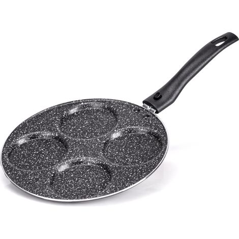 Poêle avec 4 moules antiadhésifs effet pierre et revêtement anti-rayures, convient à la plupart des cuisines, passe au lave-vaisselle, diamètre 23 cm (1/5)
