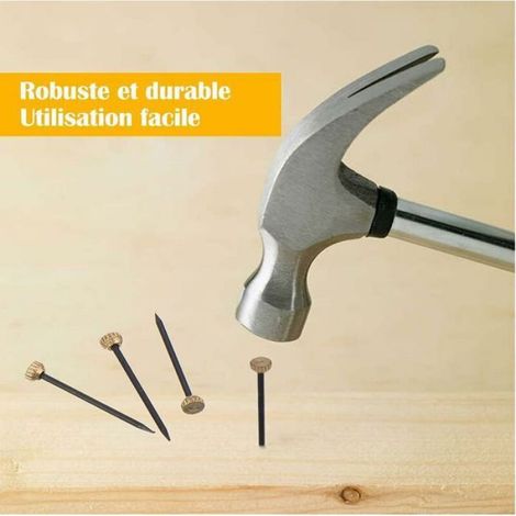Clous de suspension murale - Lot de 50 clous - Longueur 2,5 cm - Tête en laiton - Corps en acier - Antirouille (1/4)