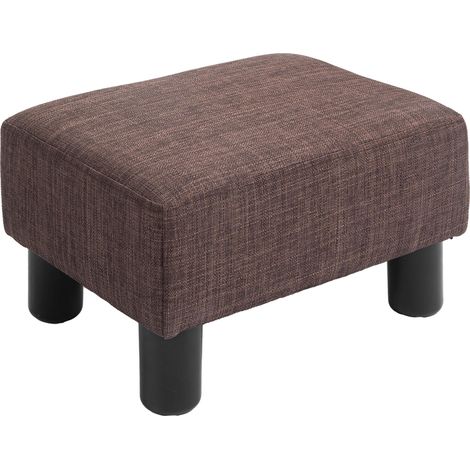 Tabouret en tissu aspect lin, supporte jusqu'à 110 kg, marron, 40 x 30 x 24 cm idéal pour salon, chambre à coucher ou bureau facile à assembler avec instructions incluses