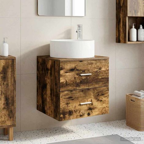 vidaXL Vanité de lavabo mural Chêne fumé 49,5 x 44,5 x 65,5 cm (1/5)