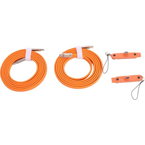 Lot de 2 câbles de charge USB-C 240 W avec support intégré pour smartphone, tablette et ordinateur portable (orange) (1/5)