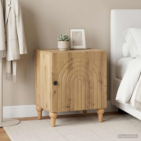 Lot de 2 tables de chevet en bois d’ingénierie, chêne artisanal, 43 x 34,5 x 50 cm, 18.22kg - PANGIVO (1/5)