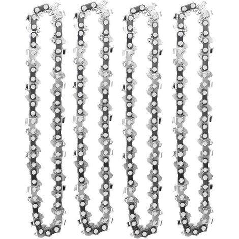 pair Aiperq – Lot de 4 chaînes de tronçonneuse 4 pouces – 28 maillons d'entraînement – Compatible mini tronçonneuses électriques sans fil