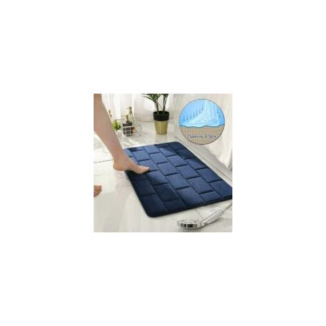 Tappetino da bagno antiscivolo in memory foam, lavabile, per doccia, 40x60 cm, blu scuro - Crezuo