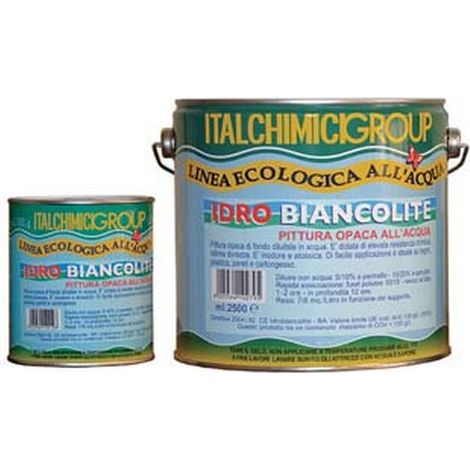 6PZ PITTURA DI FONDO OPACA ALL'ACQUA "IDROBIANCOLITE" - ml.750
