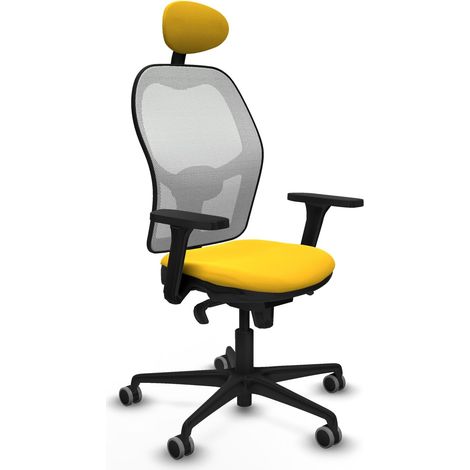 Sedia da ufficio piqueras y crespo Jorquera bianco giallo rete similpelle (1/2)
