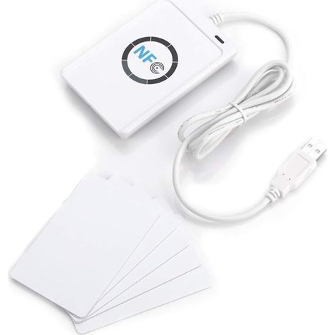 ACR122U Lecteur NFC RFID, Cartes à Puce Intelligent ISO 14443A/B avec Logiciel Gratuit, Blanc (1/5)