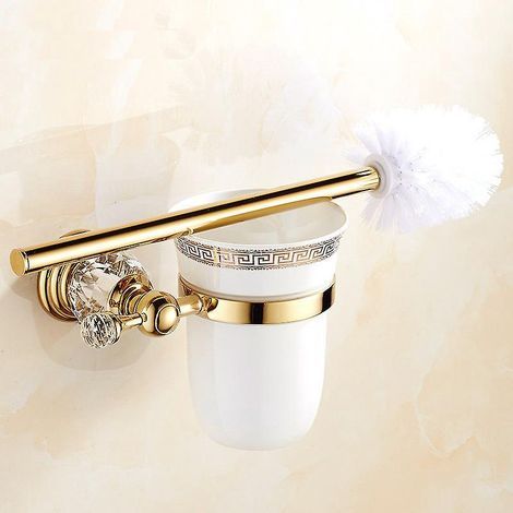 porte-brosse De Toilette En Mtal Monobloc Avec Verre Poli Et Ensemble De Toilette Accessoires De Design Dor Support Mural Et Finition Dore Salle D (1/4)