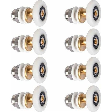 Roulette Porte Douche, Roulettes de Porte Coulissante Cabine de Douche Porte Poulies Roue de Rechange pour Rouleau avec Diamètre de Roues 27mm, 8 Pièces (1/5)