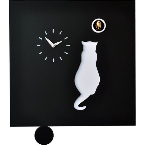 Orologio a Cucù da Parete 39X39X9Cm Pirondini Italia Cat Nero