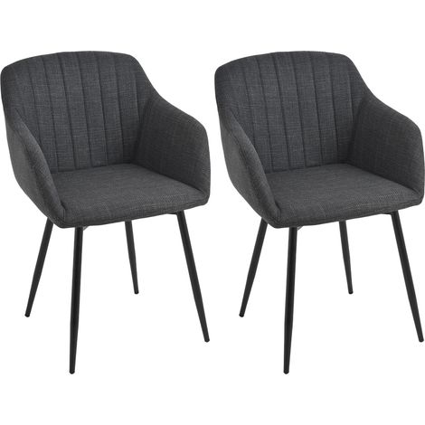 Goeurvant – Lot de 2 chaises de salle à manger minimalistes – Assise large en lin et accoudoirs ergonomiques – Confort optimal jusqu'à 150 kg