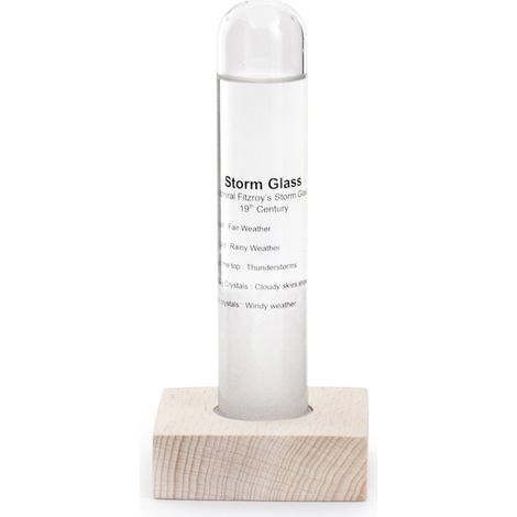 Baromètre Storm Glass en Verre - Kikkerland Bois Naturel Et Blanc (1/4)