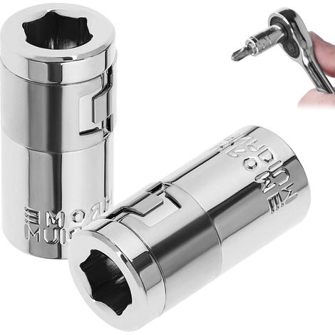 2 Stück 6,3 mm Vierkant auf Sechskant-Bit-Adapter, Metall, 6,3 mm Vierkantantrieb auf Innensechskant, Schraubendreher-Bit-Adapter, Werkzeug-Zubehör (1/5)
