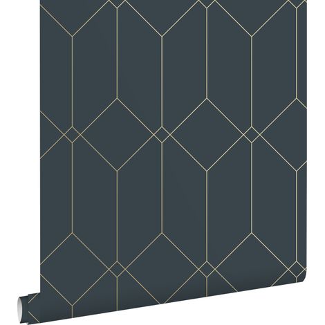 papier peint art déco bleu foncé et or - ESTAhome (1/5)
