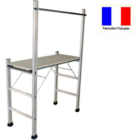 Échafaudage aluminium 3.1 m – Charge maximale 150 kg – Hauteur de travail 3.1 m – Dimensions plateau 111 x 41 cm – Garde-corps inclus