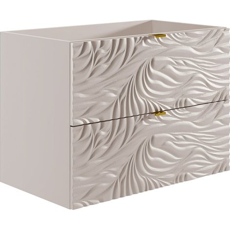 Mobile sottolavabo sospeso texturizzato - Beige - 80 cm - RINAREL