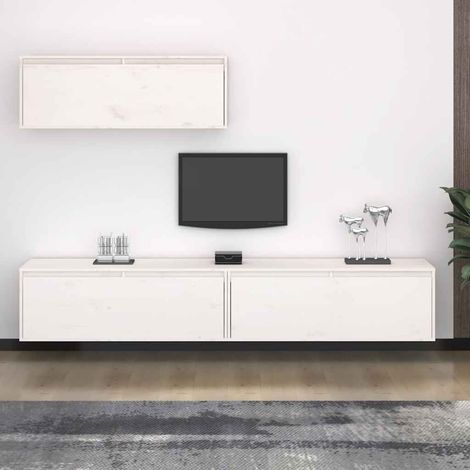 Meubles TV 3 pcs  Bancs TV Armoires de rangement Blanc Bois massif de pin 40162