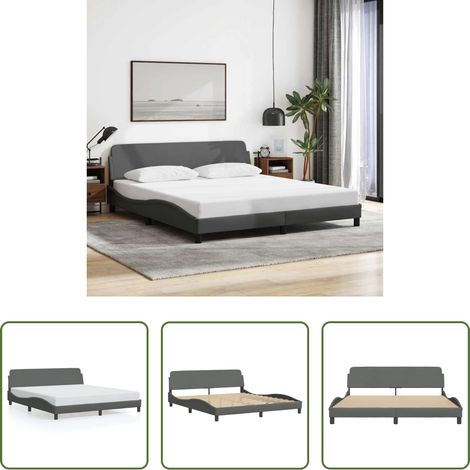 Kopfteil - Bettgestell "Dover" Dunkelgrau 180x200 cm Stoff (1/5)