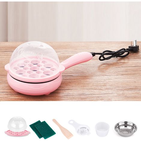 Poêle à œufs antiadhésive 2 en 1 multifonction, cuisson automatique et arrêt sécurisé, idéale pour maison et dortoir, couleur rose. (1/5)
