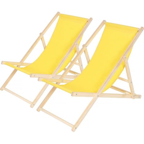 Set di 2 sedie a sdraio in legno "Chilean" - 107 x 56.5 x 81 cm - Giallo (1/5)