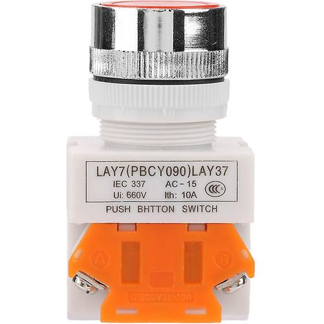 Lot de 10 interrupteurs à bouton-poussoir rouges à tête plate à réarmement automatique LAY37-01BN, interrupteur à bouton-poussoir momentané de 22 mm (1/5)