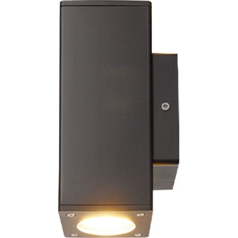 Lampada da parete per esterni antracite Luce di facciata 2 fiamme Lampada per porta d'ingresso Lampada da parete Lampada da giardino, acciaio inox plastica, 2x GU10, LxAxP 7,6x18,6x9,9 cm