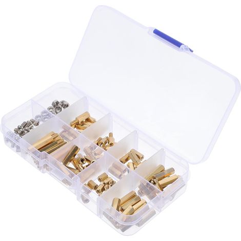 Assortiment de 120 vis et écrous M3 en laiton pour entretoises et supports de circuits imprimés (mâle/femelle). (1/5)