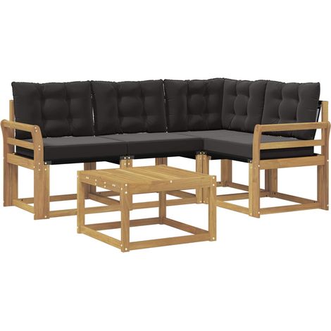 vidaXL  Outdoor Sofa Set  with Cushion 5 pcs White and Black