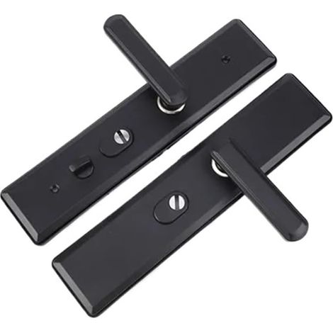 Plaque de verrouillage compatible avec les portails d'entrée en acier inoxydable à poignée large et plaque de renfort de sécurité(Black) (1/5)