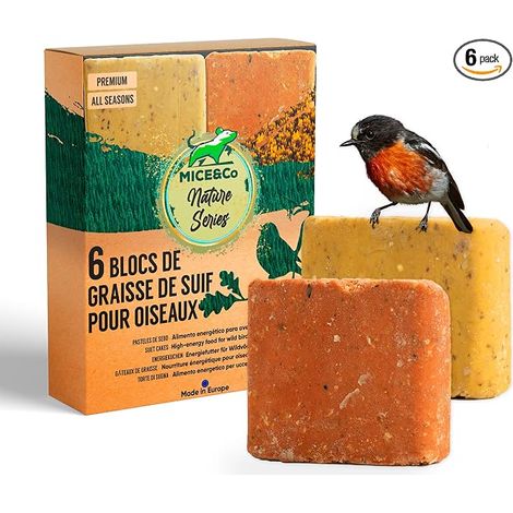 Gâteaux de Suif pour Oiseaux Sauvages Graines Jardin Lot de 6 (1/5)