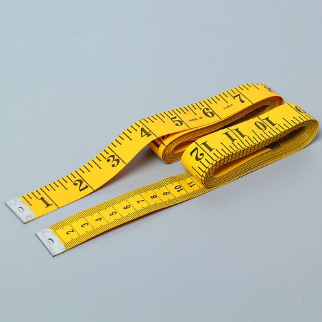 Mètre ruban en tissu épais jaune, lot de 2, 300 cm, doux, pour la couture. (1/5)