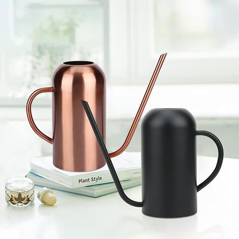 Arrosoir 1.5L Or Rose, Arrosoir Jardin, Bec Long pour Plantes Succulentes, Acier Inoxydable pour Intérieur/Extérieur (1/2)