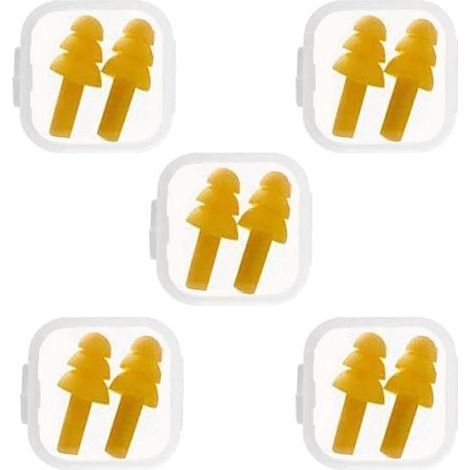 5 Pairs Silicone Earplugs, Earplugs For Sleeping, Swimming Waterproof Earplugs, Reusable Noise Reduction Earplugs Suitable For Sleeping (1/4)