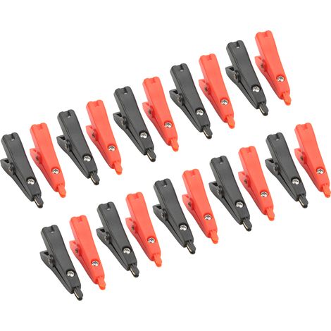 Lot de 10 pinces de test 10A isolées ABS avec mâchoires laiton doré pour projet électrique auto camion 25mm rouge noir (1/5)