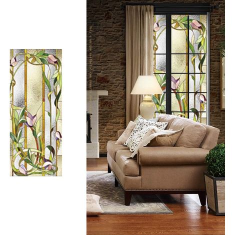 Fensterfolie – Sichtschutz – Fensteraufkleber – blickdichte, dekorative Buntglasfolie – Fenster – selbstklebende Verdunkelungsfolie – Zuhause – 45 x 100 cm (1/2)