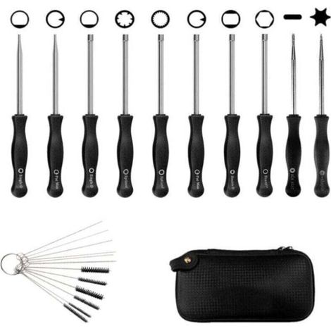 Kit de herramientas para el ajuste del carburador con estuche de cuero y cepillo de limpieza para motores de 2 tiempos, cortacéspedes, desbrozadoras y motosierras (1/4)