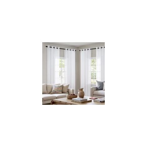 Ensemble de 4 rideaux unis avec œillets, rideaux semi-occultants pour chambre à coucher, salon, 134 x 160 cm, blanc - Crezuo (1/4)