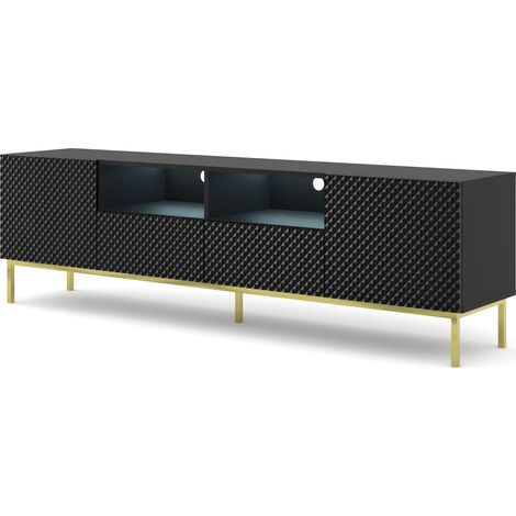 Mobile TV Ravenna C 200 2D2S nero lucido con cornice oro