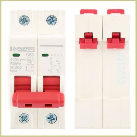 Disjoncteur - - DZ47-63Z-2P - 2P - 63A - 6kA - Boîtier ignifuge (1/4)